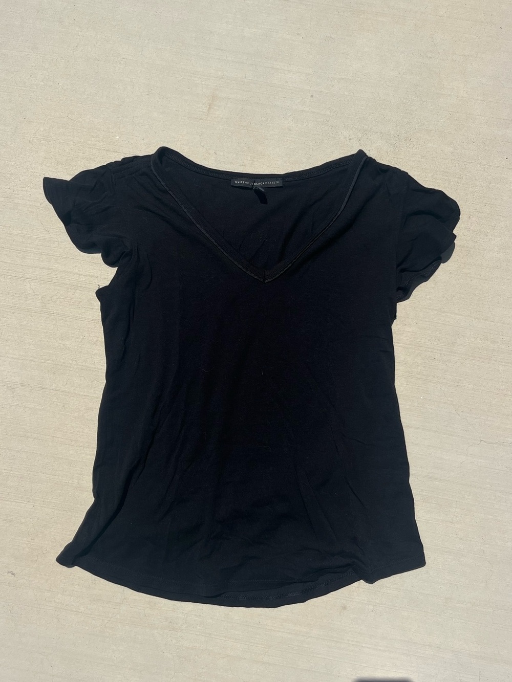 White House Black Market Black V-Neck Short Sleeve Tee